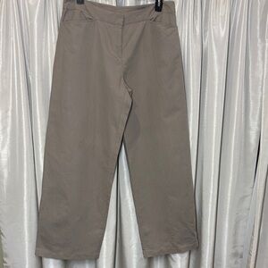 Eileen Fisher women’s Khaki linen pants, trousers, button, flat front, large